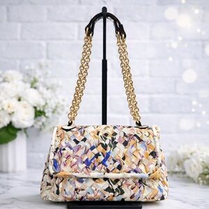 Sondra Roberts Multicolor Woven Chain Strap Flap Shoulder Bag